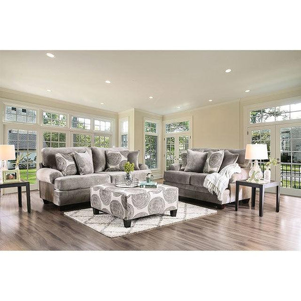 Bonaventura SM5142GY-LV Gray/Pattern Transitional Love Seat By Furniture Of America - sofafair.com