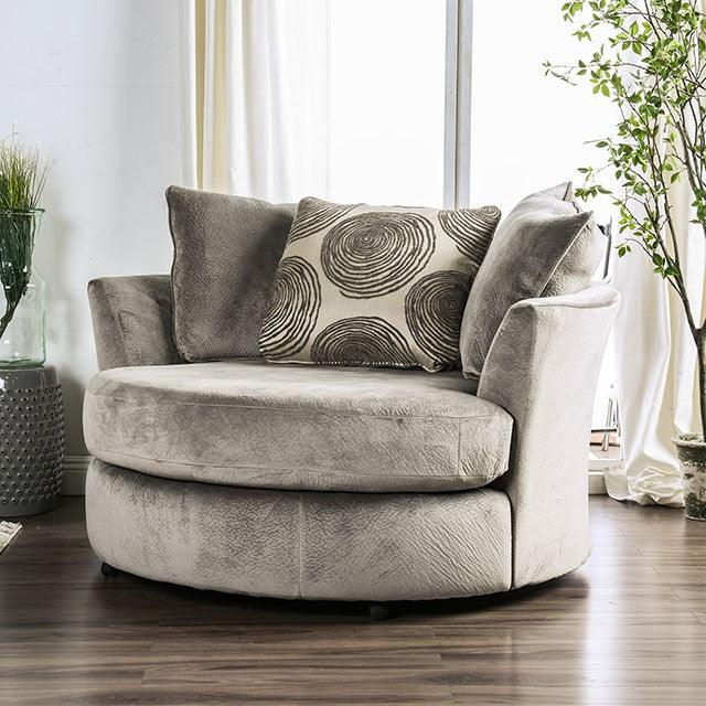 Bonaventura SM5142GY-CH Gray/Pattern Transitional Swivel Chair By Furniture Of America - sofafair.com