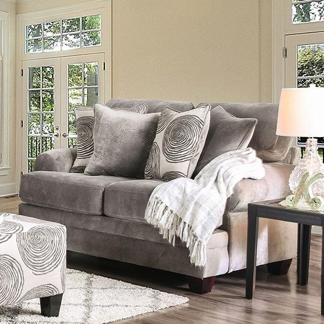 Bonaventura SM5142GY-LV Gray/Pattern Transitional Love Seat By Furniture Of America - sofafair.com