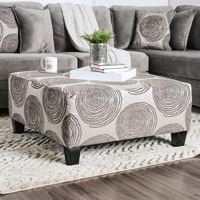 Bonaventura SM5142GY-OT Gray/Pattern Transitional Ottoman By Furniture Of America - sofafair.com
