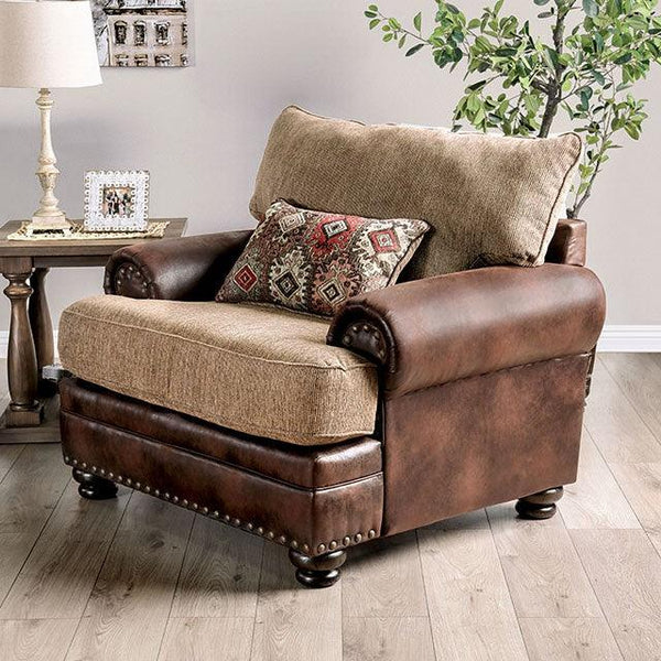 Fletcher SM5148-CH Brown/Tan Transitional Chair By Furniture Of America - sofafair.com