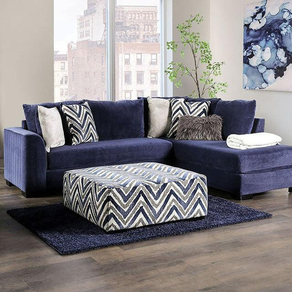 Griswold SM5151 Navy Transitional Sectional By Furniture Of America - sofafair.com
