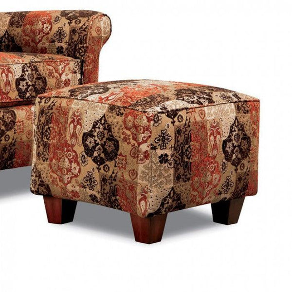 Geraldine SM5153-OT Brown/Pattern Transitional Ottoman By furniture of america - sofafair.com
