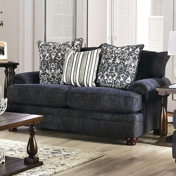 Hadleigh SM5157-LV Navy Transitional Loveseat By furniture of america - sofafair.com