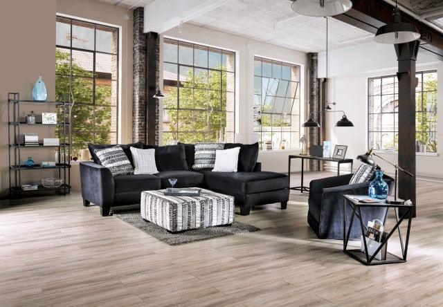 Modbury SM5160 Black Transitional Sectional By Furniture Of America - sofafair.com