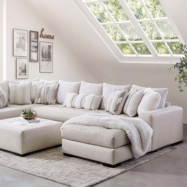 Warrenton SM5170 Ivory Transitional Sectional By Furniture Of America - sofafair.com