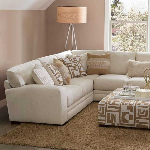 Carleton SM5172 Ivory/Tan Transitional Sectional By Furniture Of America - sofafair.com