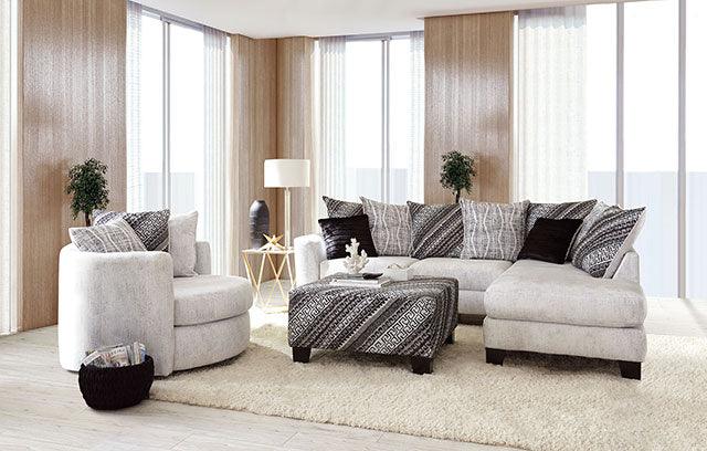 Eimear SM5173-OT Off-white/Black Transitional Ottoman By Furniture Of America - sofafair.com