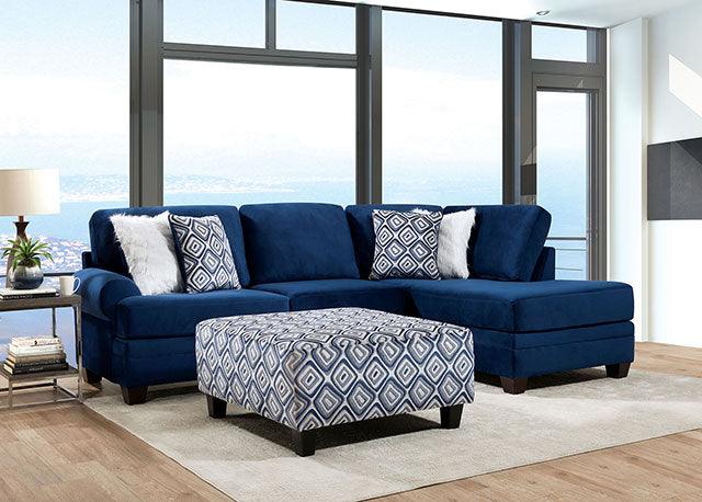 Waldport SM5175 Navy Transitional Sectional By Furniture Of America - sofafair.com