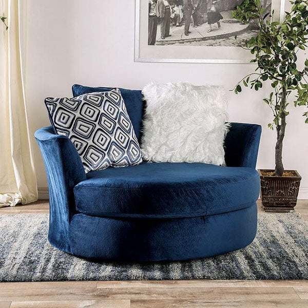 Waldport SM5175-CH Navy Transitional Chair By Furniture Of America - sofafair.com