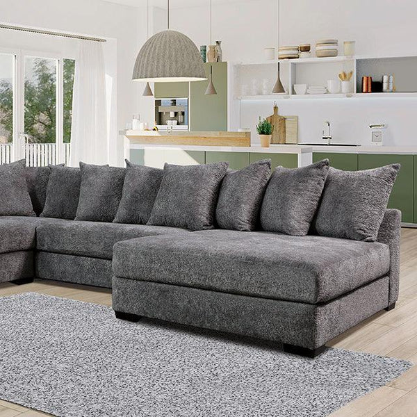 Wolverhampton SM5248 Dark Gray Contemporary Sectional By Furniture Of America - sofafair.com