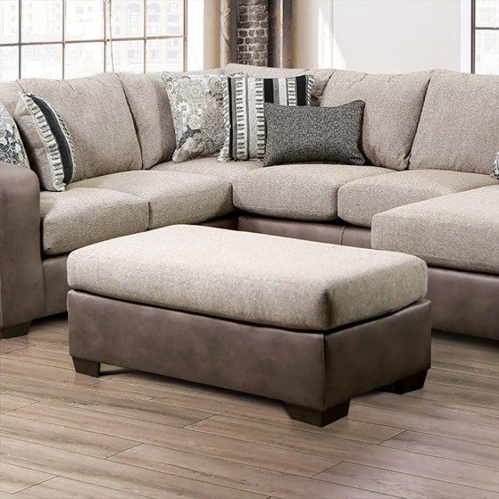 Ashenweald SM5404-OT Brown/Light Brown Contemporary Ottoman By furniture of america - sofafair.com