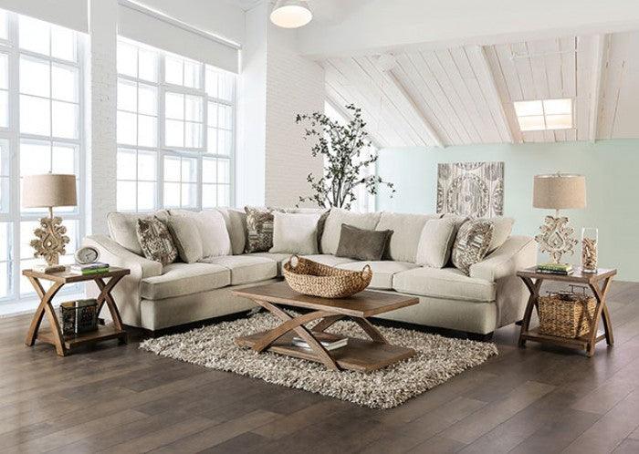 Mornington SM5416 Ivory/Brown Transitional Sectional By furniture of america - sofafair.com