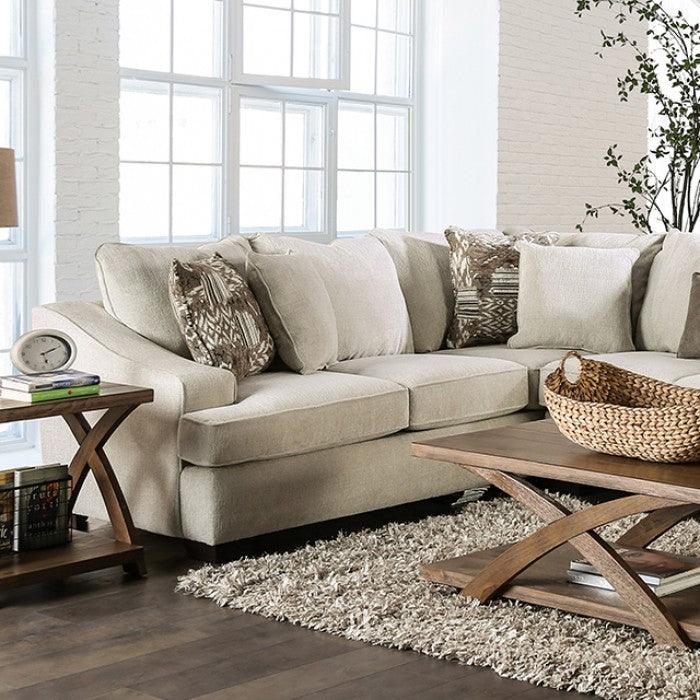 Sectional BY Furniture Of America Mornington SM5416 Ivory/Brown Transitional - sofafair.com