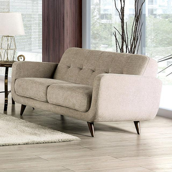 Siegen SM6043-LV Beige Mid-century Modern Loveseat By Furniture Of America - sofafair.com