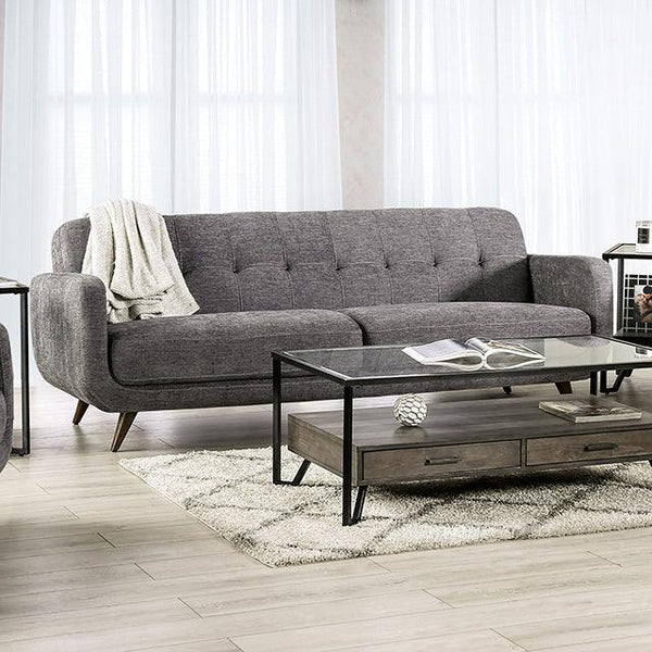 Siegen SM6044-SF Gray Mid-century Modern Sofa By Furniture Of America - sofafair.com