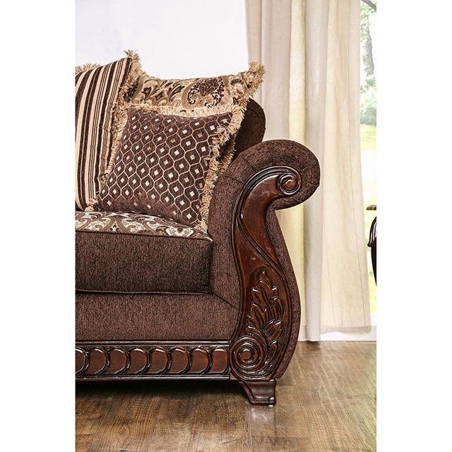 Tabitha SM6109-CH Brown/Gold Traditional Chair By Furniture Of America - sofafair.com