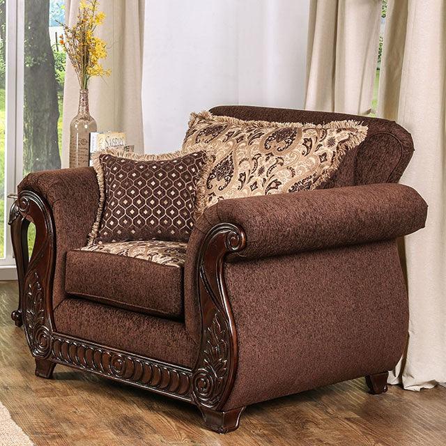 Tabitha SM6109-CH Brown/Gold Traditional Chair By Furniture Of America - sofafair.com