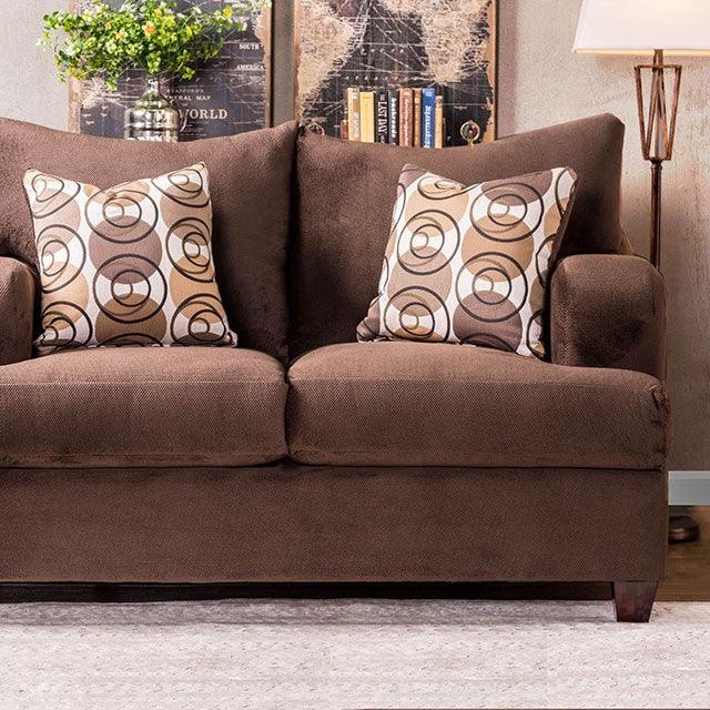 Wessington SM6131-LV Chocolate Transitional Love Seat By Furniture Of America - sofafair.com