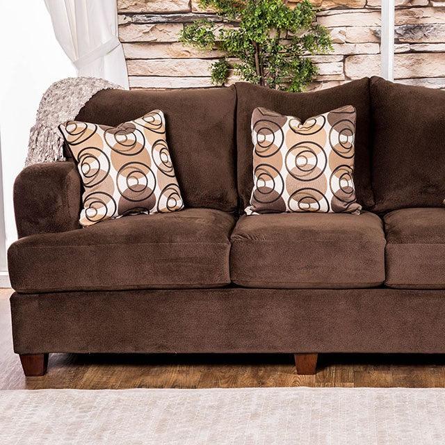 Wessington SM6131-SF Chocolate Transitional Sofa By Furniture Of America - sofafair.com