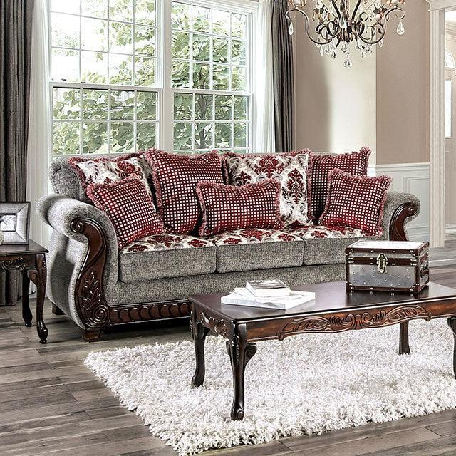 Whitland SM6219-SF Light Gray/Red Traditional Sofa By Furniture Of America - sofafair.com