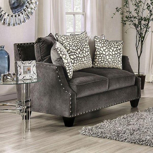 Hendon SM6227-LV Gray Transitional Loveseat By Furniture Of America - sofafair.com