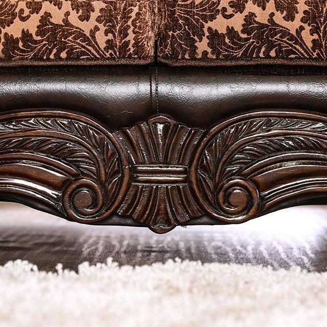 Elpis SM6404-SF Brown/Espresso Traditional Sofa By Furniture Of America - sofafair.com