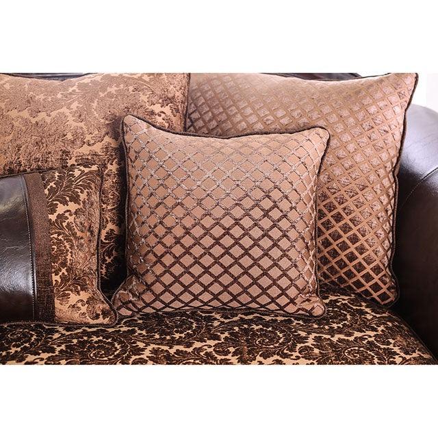 Elpis SM6404-LV Brown/Espresso Traditional Love Seat By Furniture Of America - sofafair.com