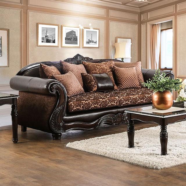 Elpis SM6404-SF Brown/Espresso Traditional Sofa By Furniture Of America - sofafair.com