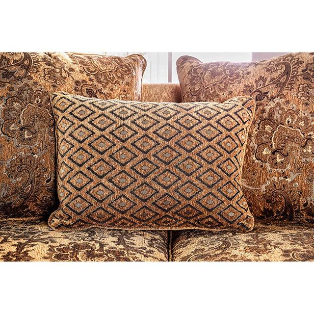Nicanor SM6407-SF Tan/Gold Traditional Sofa By Furniture Of America - sofafair.com