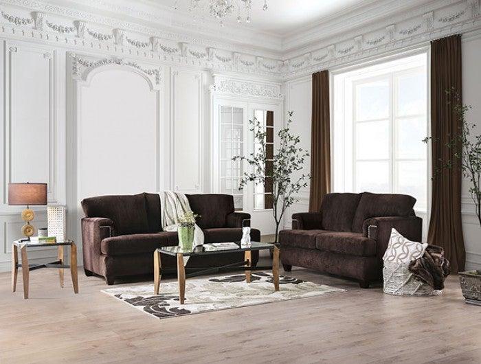 Brynlee SM6410-LV Chocolate Transitional Love Seat By furniture of america - sofafair.com