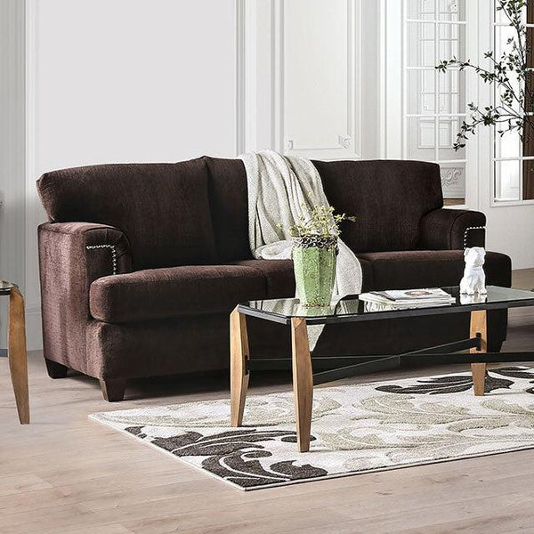 Brynlee SM6410-SF Chocolate Transitional Sofa By Furniture Of America - sofafair.com