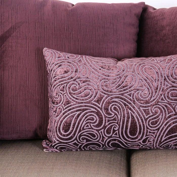 Benigno SM6412-LV Pewter/Purple Transitional Love Seat By furniture of america - sofafair.com