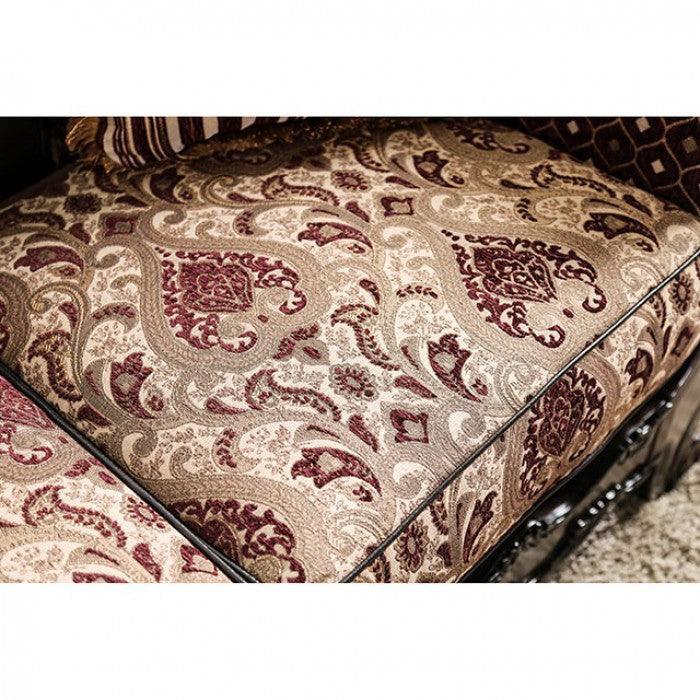 Quirino SM6415-LV Burgundy/Dark Brown Traditional Love Seat By furniture of america - sofafair.com