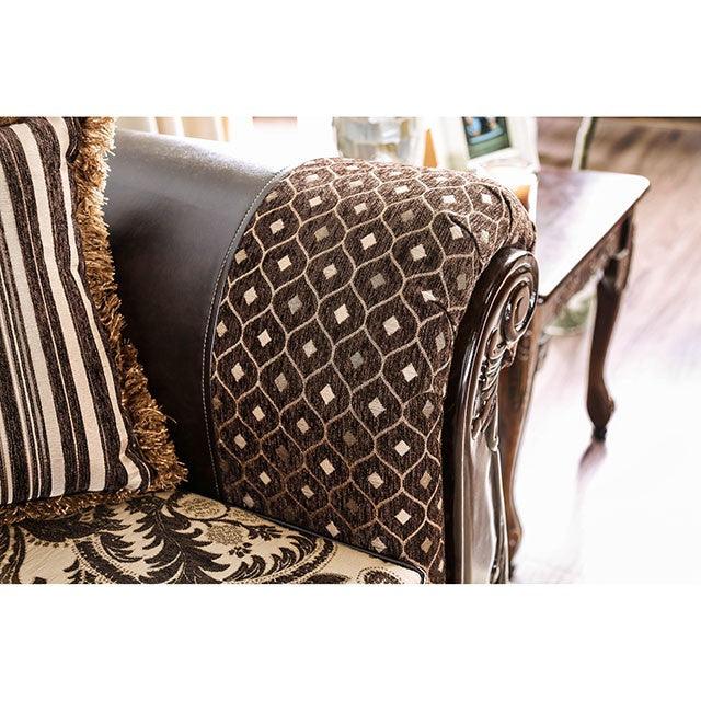 Quirino SM6416-LV Light Brown/Dark Brown Traditional Love Seat By Furniture Of America - sofafair.com