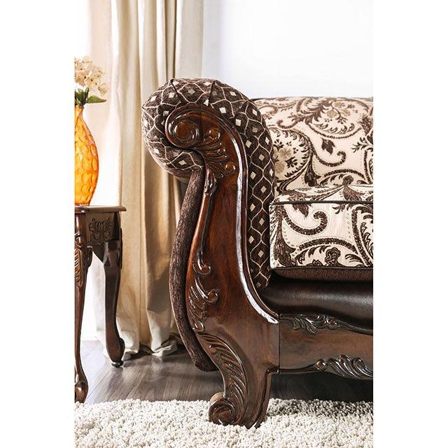 Quirino SM6416-SF Light Brown/Dark Brown Traditional Sofa By Furniture Of America - sofafair.com