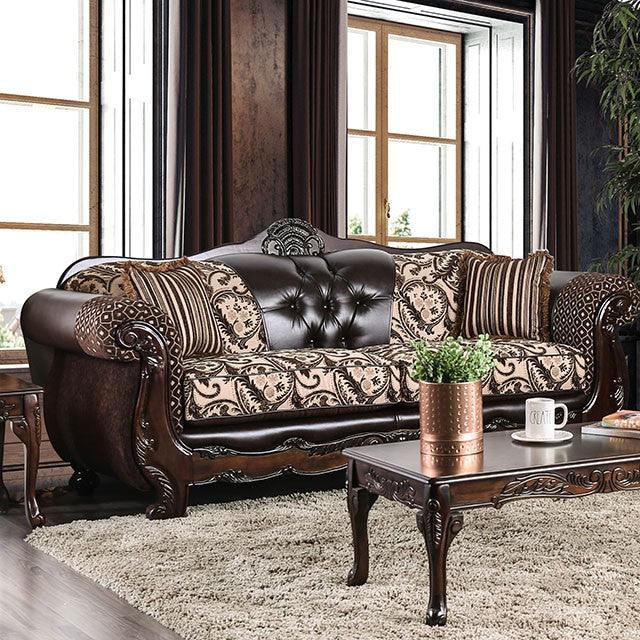Quirino SM6416-SF Light Brown/Dark Brown Traditional Sofa By Furniture Of America - sofafair.com