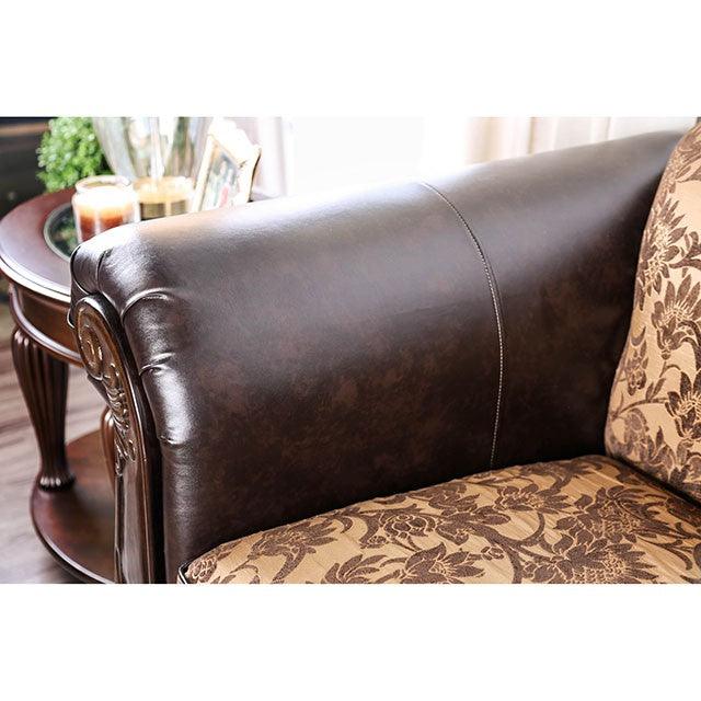 Quirino SM6417-SF Tan/Dark Brown Traditional Sofa By Furniture Of America - sofafair.com