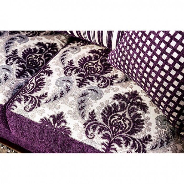 Emilia SM6419-SF Purple/Silver Transitional Sofa By furniture of america - sofafair.com
