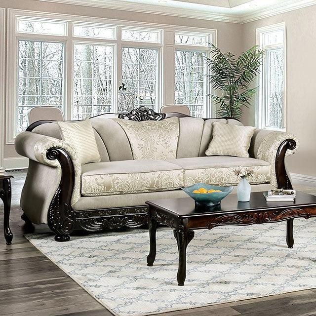 Newdale SM6425-SF Ivory Traditional Sofa By Furniture Of America - sofafair.com