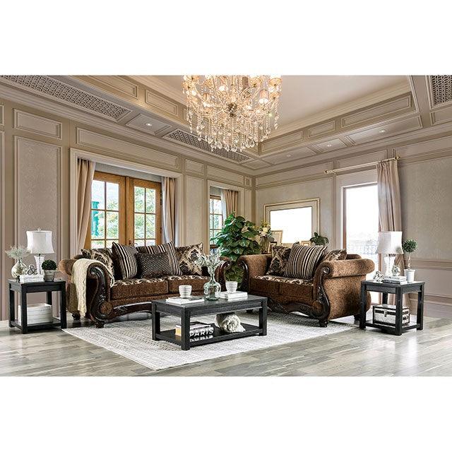 Tilde SM6430-LV Brown/Dark Walnut Traditional Love Seat By Furniture Of America - sofafair.com