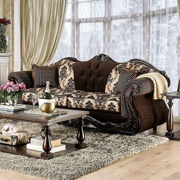 Ronja SM6431-SF Dark Brown Traditional Sofa By furniture of america - sofafair.com