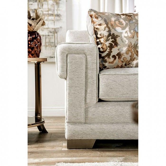 Emely SM6437-LV Light Gray/Gold Transitional Love Seat By furniture of america - sofafair.com