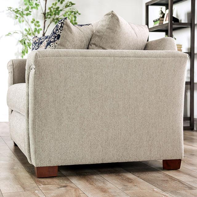 Belsize SM6438-SF Beige/Navy Transitional Sofa By Furniture Of America - sofafair.com