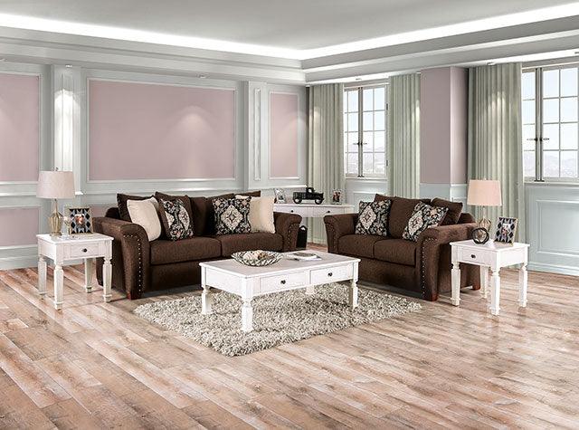 Belsize SM6439-SF Chocolate/Tan Transitional Sofa By Furniture Of America - sofafair.com