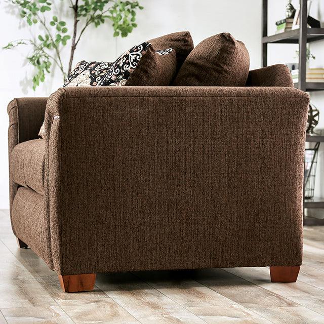 Belsize SM6439-SF Chocolate/Tan Transitional Sofa By Furniture Of America - sofafair.com