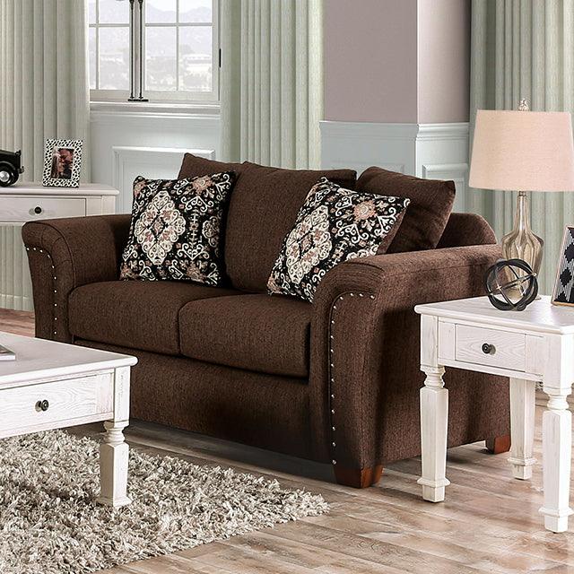 Belsize SM6439-LV Chocolate/Tan Transitional Loveseat By Furniture Of America - sofafair.com