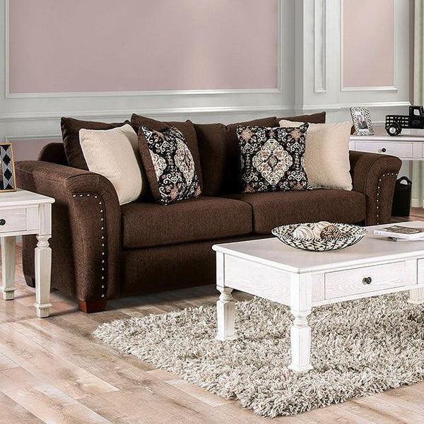 Belsize SM6439-SF Chocolate/Tan Transitional Sofa By Furniture Of America - sofafair.com