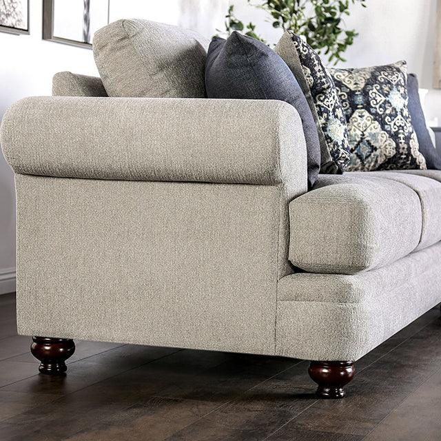 Miramar SM6442-SF Beige/Charcoal Transitional Sofa By Furniture Of America - sofafair.com