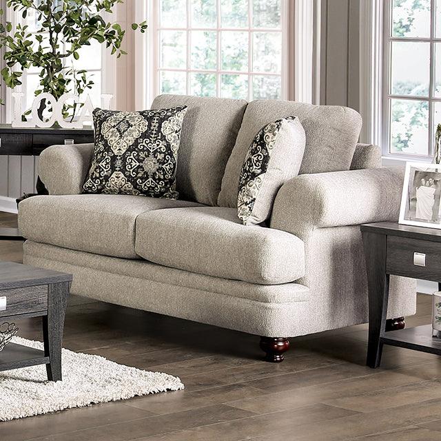 Miramar SM6442-LV Beige/Charcoal Transitional Loveseat By Furniture Of America - sofafair.com